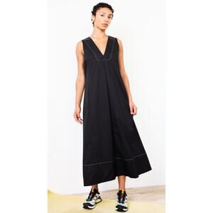 Simon Miller Poplin Midi Dress Women’s Size XL Black Mar Sleeveless Minimalist